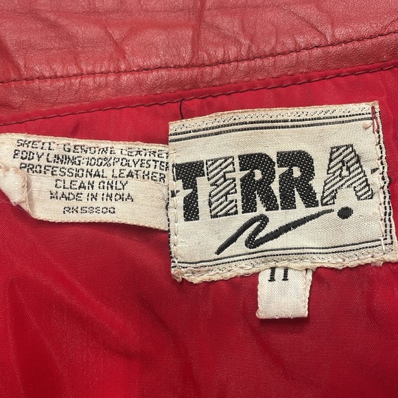 Vintage Terra Women's Red Genuine Leather Pencil Skirt - Picture 6 of 7